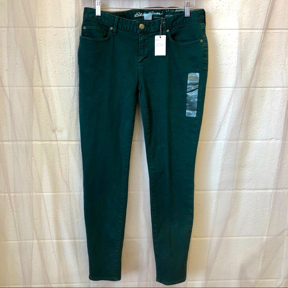 NWT Eddie Bauer Slightly Curvy Skinny Jeans in Dark Green